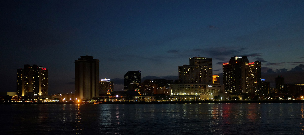 New Orleans river view at night.