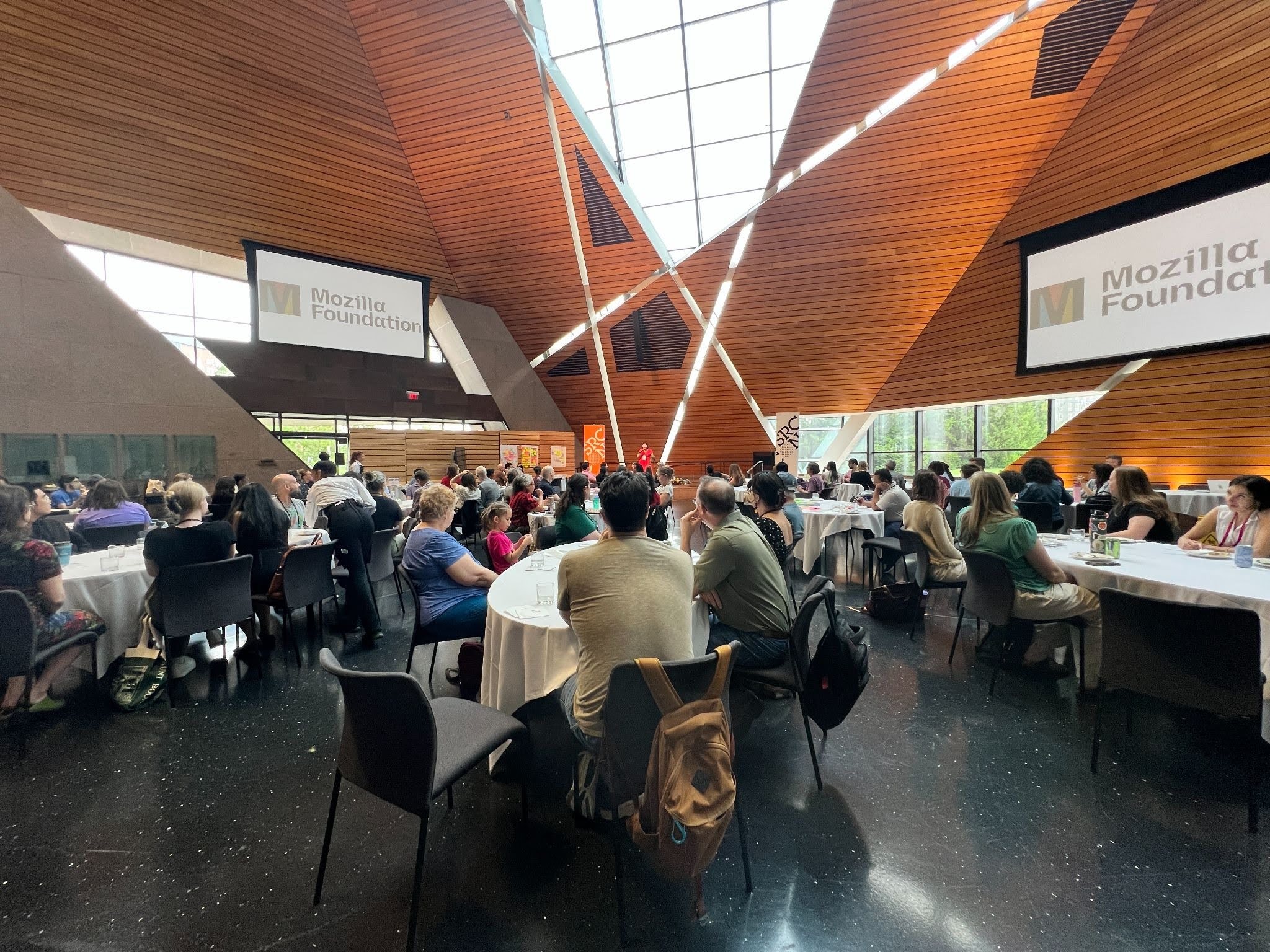Participants gathered in Memorial Hall during SRCCON 2026.